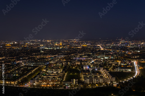 Munich, Germany at night from the Olympic tower © Asvolas
