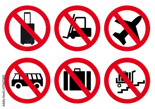 Schildergruppe Verbote am Flughafen
