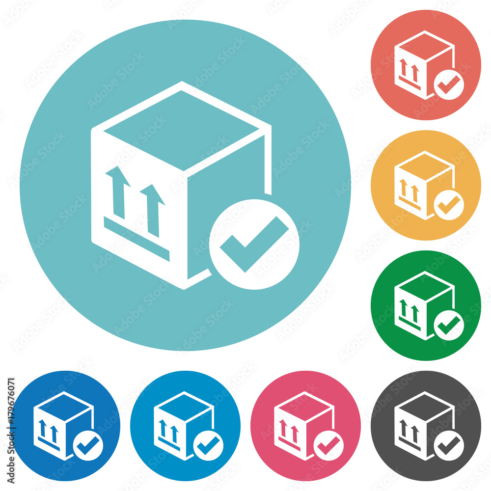 Package delivered flat round icons Package delivered flat round icons