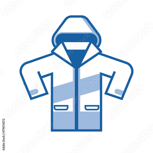 Line art illustration of snowboarding or skiing anorak. Sport jacket vector icon. Active lifestyle outerwear in outline design.