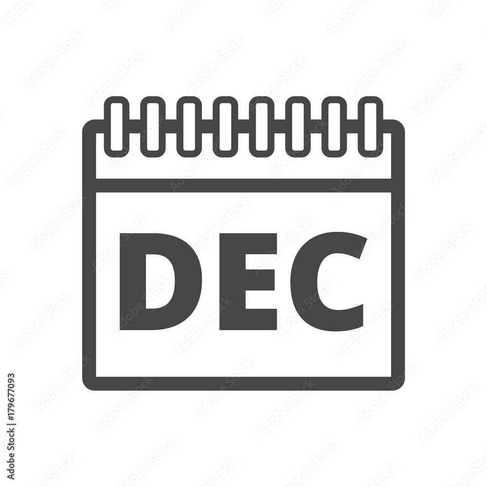 December calendar icon, Calendar sign, December month symbol December calendar icon, Calendar sign, December month symbol