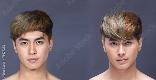 Asian man before make up hair style. no retouch, fresh face