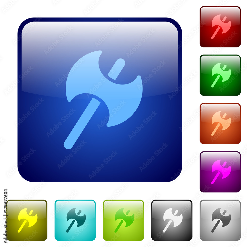 Two headed battle axe color square buttons Two headed battle axe color square buttons