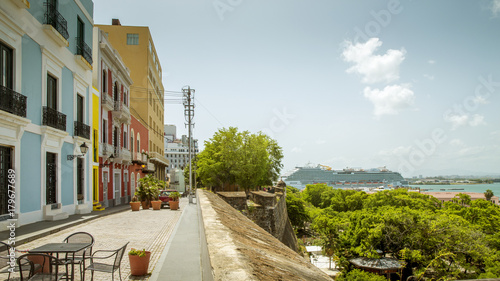 Colorful street in old San Juan town, Puerto Rico