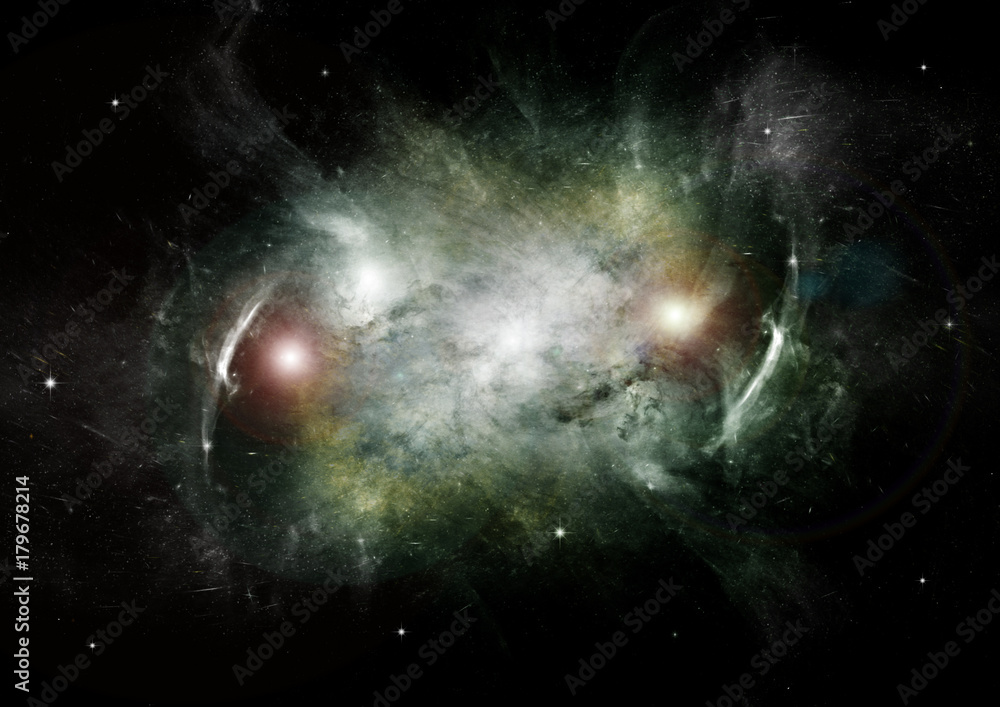 Fototapeta premium Stars, dust and gas nebula in a far galaxy