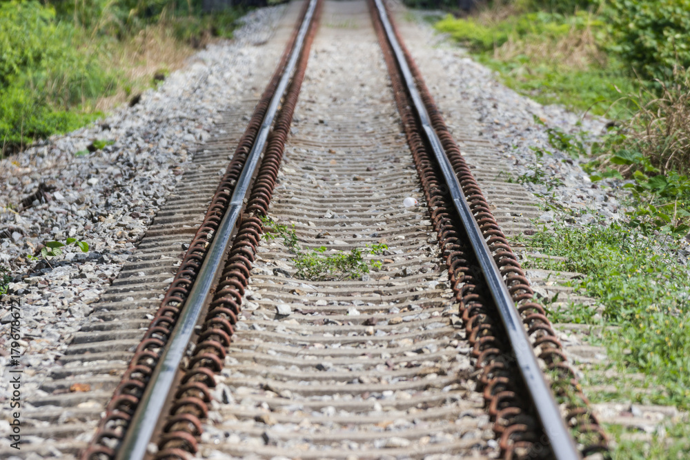 The railroad tracks are a long way straight ahead, Location Bangkok, Thailand.