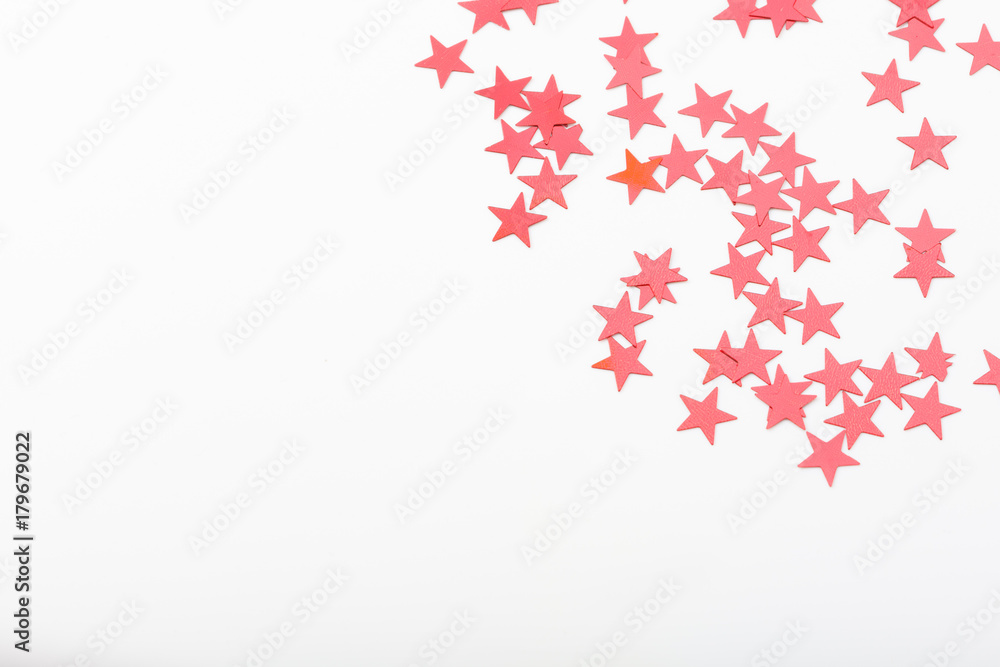 Red stars decoration on white background