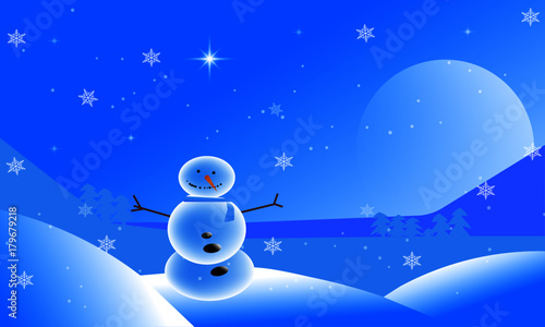 Snowman, Stars and Moon