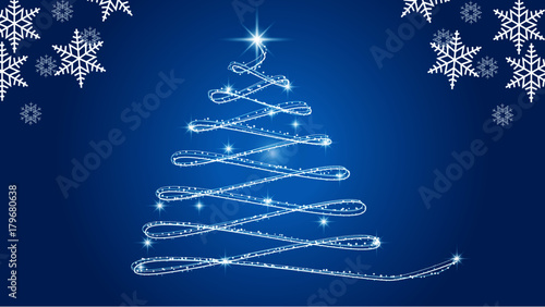 Sparkly Blue Christmas Tree Scene