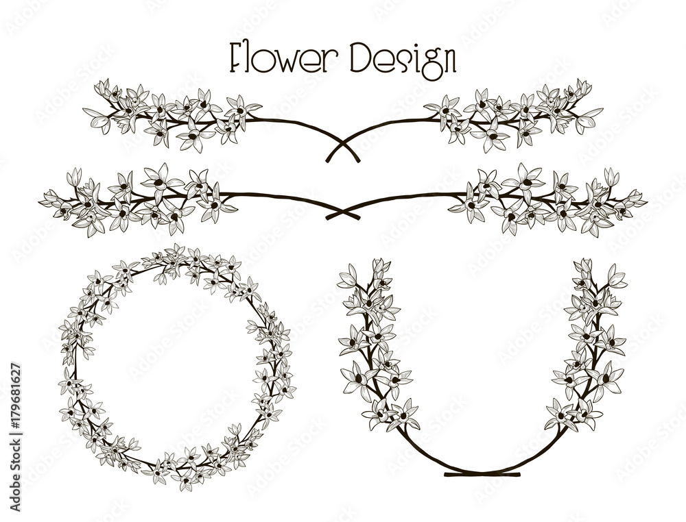 Obraz premium Vector Flower Design. Divider, Text Frame and Wreath
