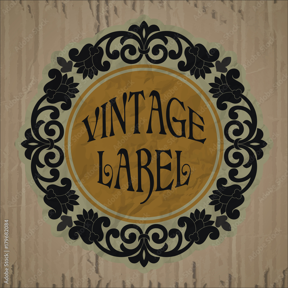 vector vintage items: label Art Nouveau