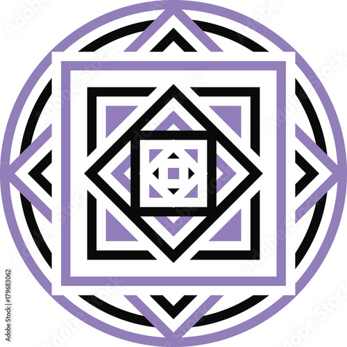Tribal aztec geometric pattern or print in circle