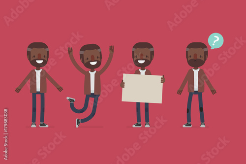 Senior character set: Vector illustration of senior man in casual cloth.