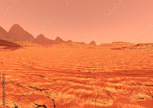 Fototapeta Naklejka Na Ścianę i Meble -  3D Rendering Planet Mars Lanscape