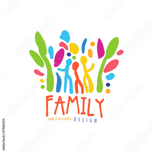 Colorful happy family logo design template