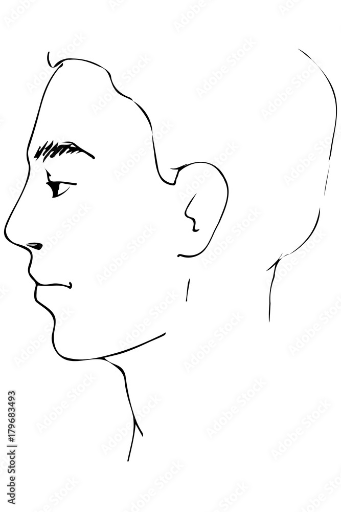 sketch to portrait of a young man's profile