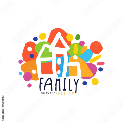 Colorful family logo design with city houses