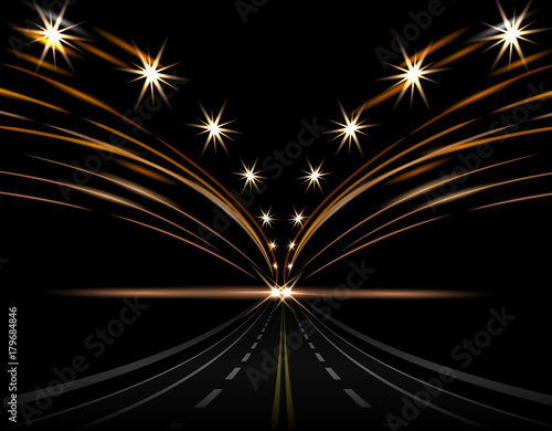 Abstract light effects. Car lights. Road to perspective, street, highway, expressway. Lanterns on both sides. illustration photo