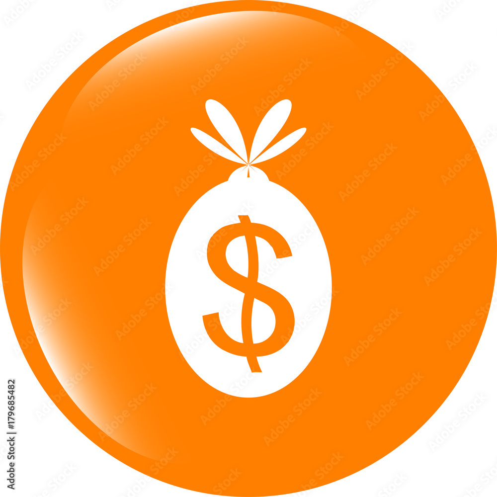 icon button money sack isolated on white