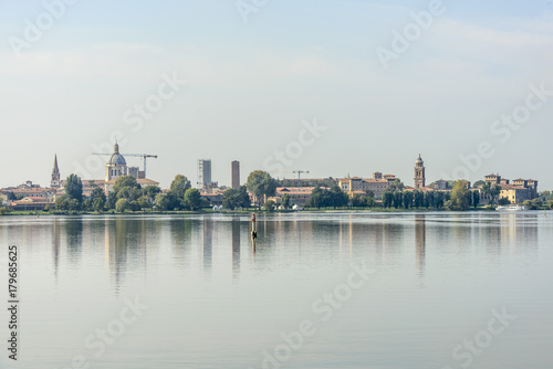 skyline from the lake of Reinassance town   Mantua  Italy