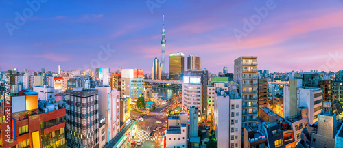 Photography Top view of Asakusa area in Tokyo Japan
