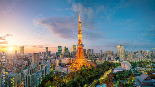 Canvas Print City view with Tokyo Tower, Tokyo, Japan