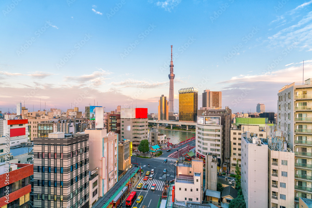 Εκτύπωση καμβά Top view of Asakusa area in Tokyo Japan
