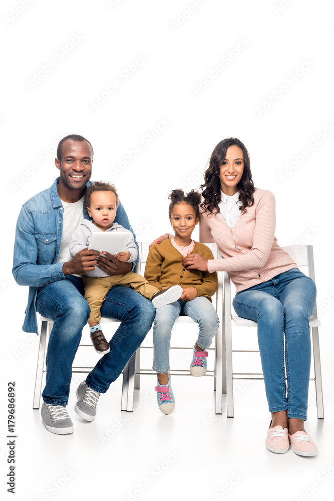 african american family with digital tablet african american family with digital tablet