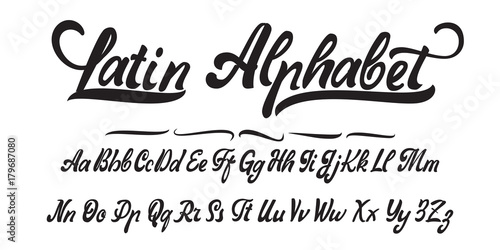 Latin alphabet, hand made, font for your design.