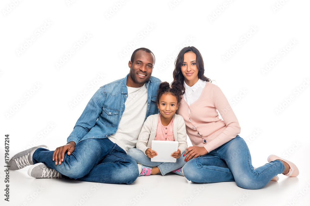 african american family with digital tablet african american family with digital tablet