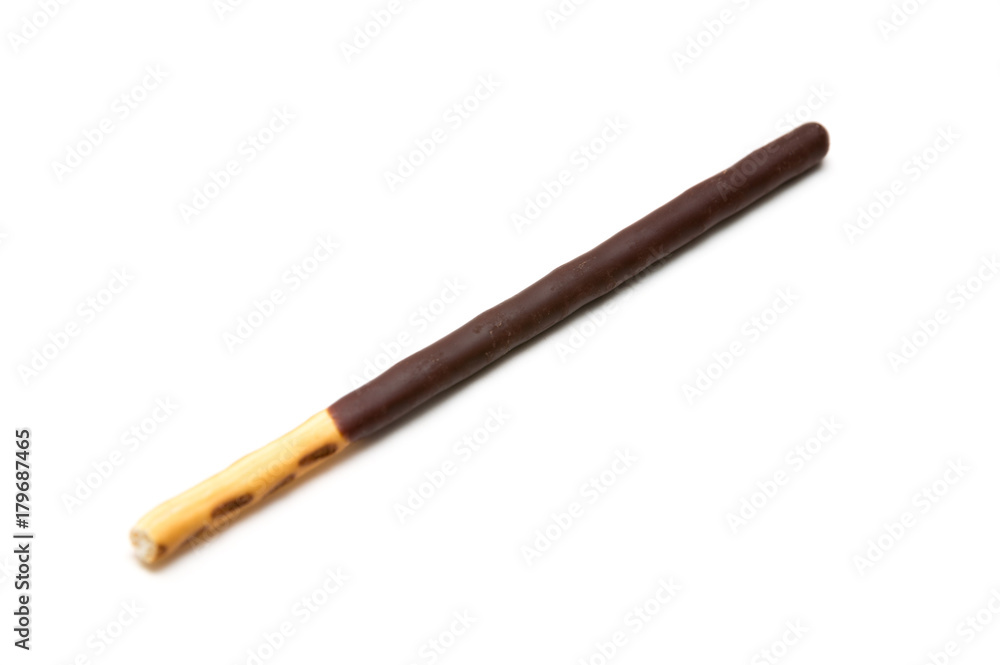 Chocolate Filled Biscuit Sticks on White Background Chocolate Filled Biscuit Sticks on White Background