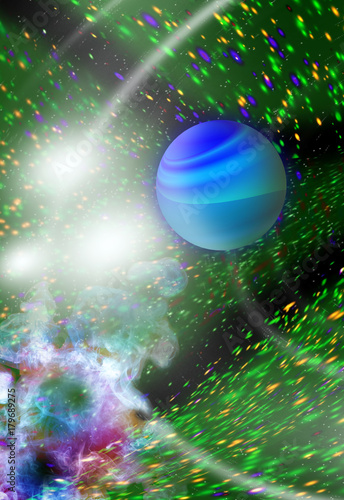 Fototapeta Naklejka Na Ścianę i Meble -  abstract image of stylized planets close-up