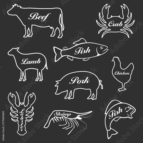 Set of icons of animals