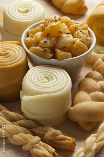 Traditional Slovak cheeses on a board photo