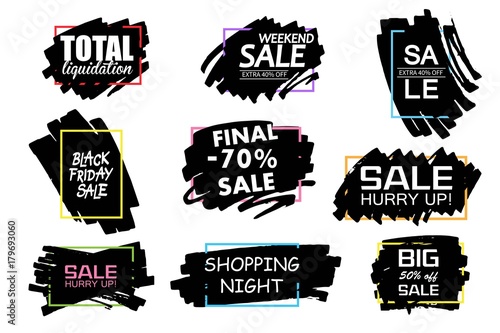Universal sale black paint background, frame.