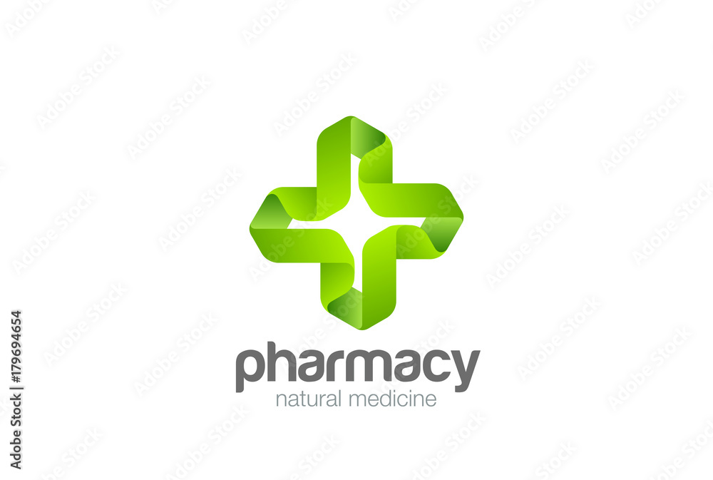 Green Eco Pharmacy Medical Cross Logo vector. Natural Medicine Green Eco Pharmacy Medical Cross Logo vector. Natural Medicine
