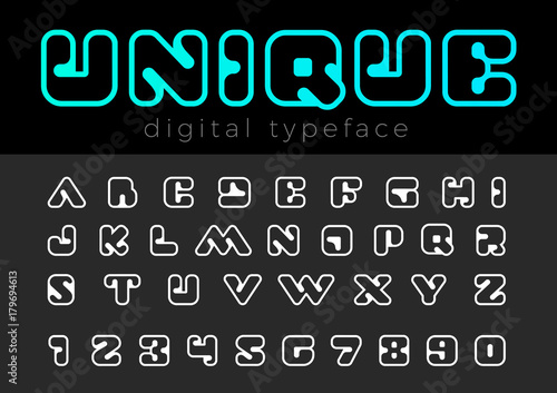 Square Digital vector Font design