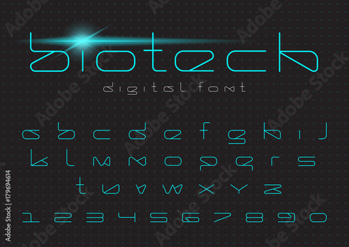 Futuristic vector Font. Digital Virtual Reality Technology