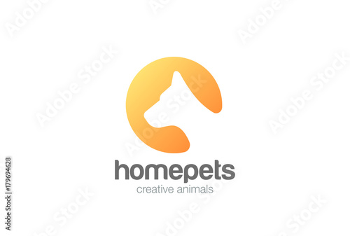 Dog Logo silhouette vector. Home pets veterinary clinic icon