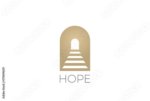 Stairs in archway Religion Logo abstract design vector Hope icon