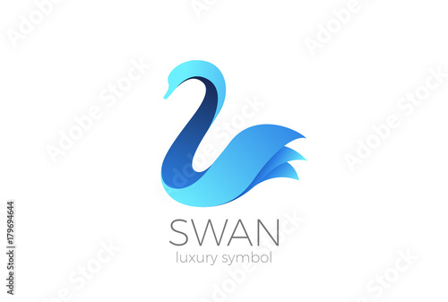 Fototapeta Naklejka Na Ścianę i Meble -  Swan Logo abstract design vector Cosmetics SPA Fashion bird icon