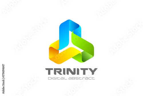 Trinity infinity Loop Logo vector. Ribbon triangle infinite icon