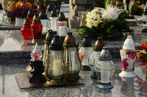 Obraz na płótnie Cmentarz, znicze - Wszystkich Świętych w salonie