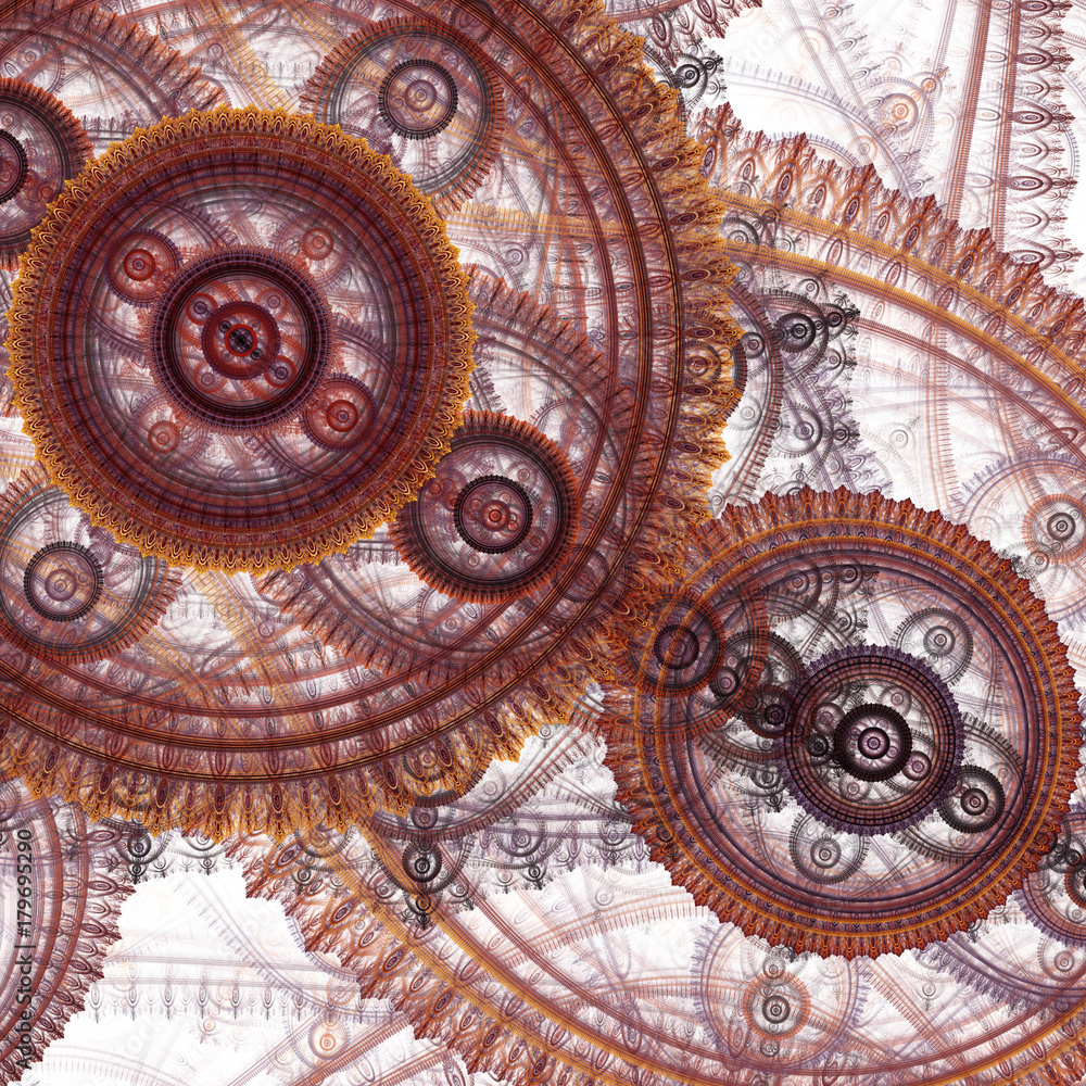 Abstract fractal mechanical and cogwheel background