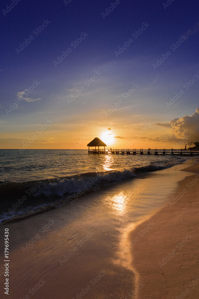 tropical sunset Caribbean sea