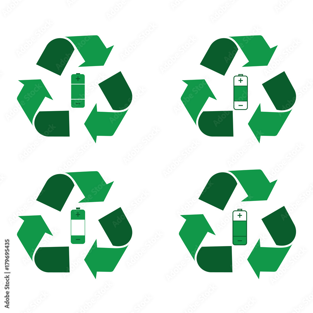 Battery recycling logo Vector | Adobe Stock