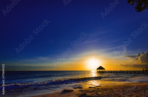 tropical sunset Caribbean sea © dbrus