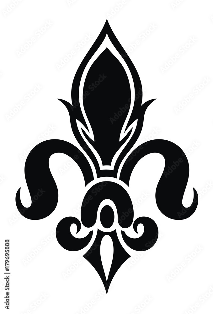 Vector illustration lily flower heraldic emblem. Royal fleur-de-lis (fleur- de-lys) symbol Stock Vector | Adobe Stock