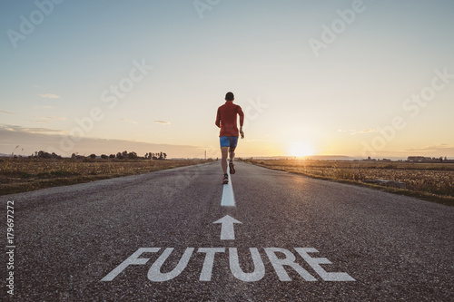 Man running in the future