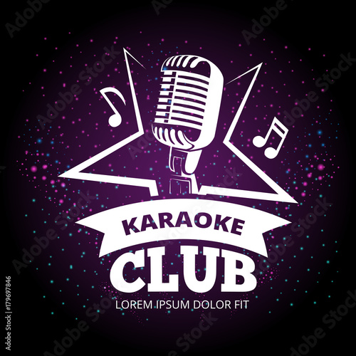 Shiny karaoke club vector label design
